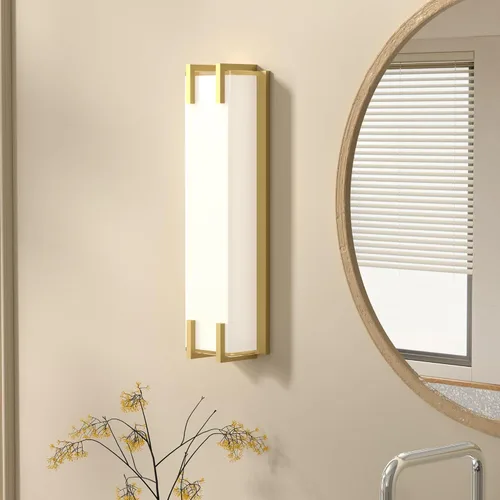 Vista 5 de Lámparas LED para baño sobre espejo, luz de tocador de 16 pulgadas con pantalla blanca lechosa, luz diurna 4000K, acabado cromado, barra de baño