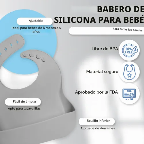 Vista 2 de Bluet B - Set de alimentación de bebé de silicona con chupete - Suministros de destete LED para bebés - Cucharas para bebés, cuenco de succión Gris