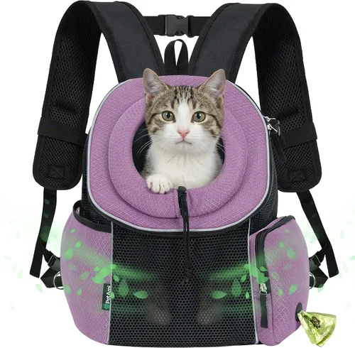 Vista 10 de PetAmi Dog Carrier Backpack, Hands Free Front Pet Carrier, 10 lbs, Black Negro