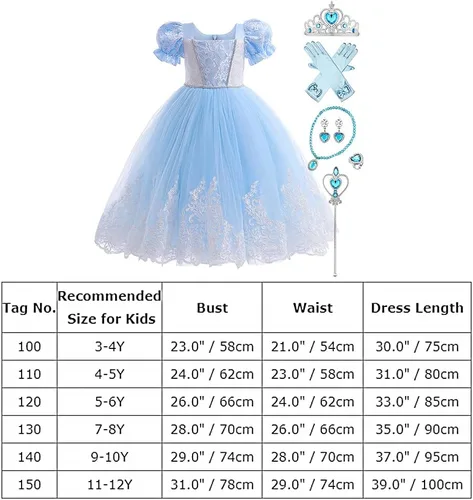 Vista 7 de Disfraz de princesa para niños y niñas, vestido largo de baile + peluca de hada, disfraz de Halloween, Navidad, carnaval, cosplay