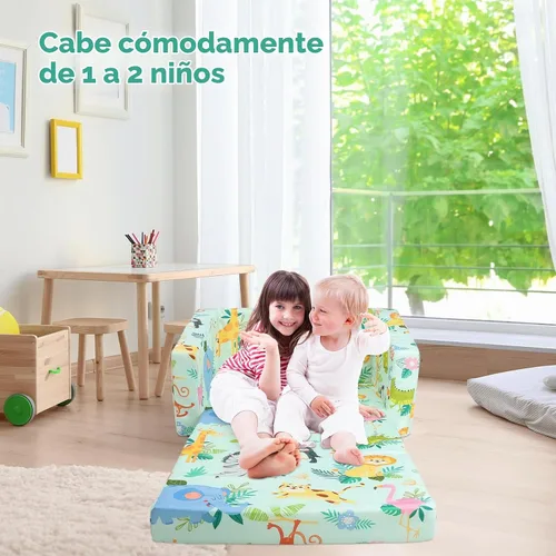 Vista 5 de Sofá plegable para niños 2 en 1 sofá convertible para niños a tumbona Animales (Animals)