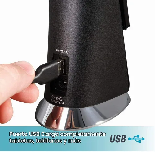 Vista 7 de OttLite Lámpara LED Prevención con Pantalla Digital y Carga USB, Negro