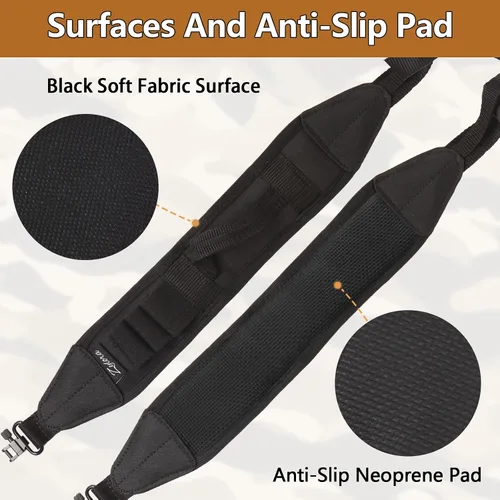 Vista 3 de ZYLORA Shotgun Sling with Quick-Grab Handle, 3 Shell Holders and Swivels Fits 12 gauge shotguns with swivel studs; Neoprene comfort pad
