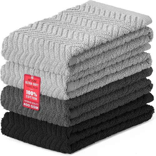 Vista 8 de DecorRack Paquete de 4 toallas de cocina, 100% algodón, 15 x 25 pulgadas, absorbentes para secar platos, toallas de mano, paños de limpieza