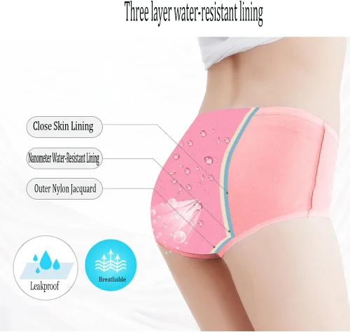 Vista 2 de YOYI Fashion - Pantaletas menstruales para mujer, jacquard fácil de limpiar, paquete surtido, tallas de EE. UU. XXS-4XL11