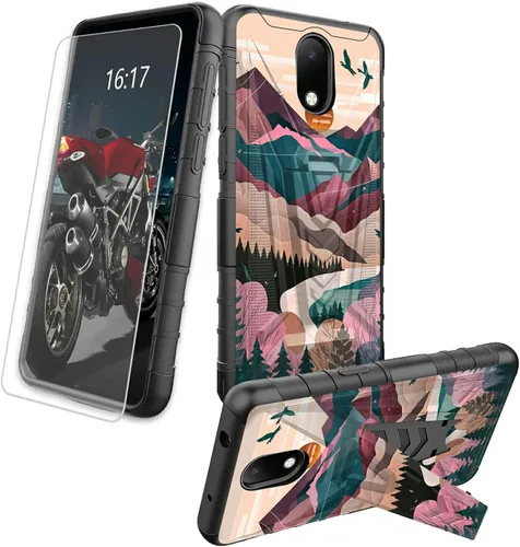Vista 15 de Funda para AT&T Maestro Max 2021/Cricket Ovation 2 con protector de pantalla de vidrio templado, funda resistente con función atril integrada