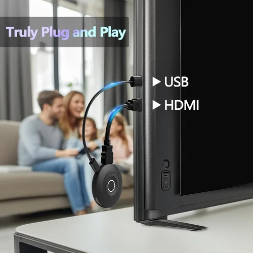Vista 6 de MpioLife True 4K Wireless Display Adapter, Plug & Play, HDMI Dongle 5G+2.4G Wireless Screen Mirroring Cast from Smartphone Tablet Laptop PC to