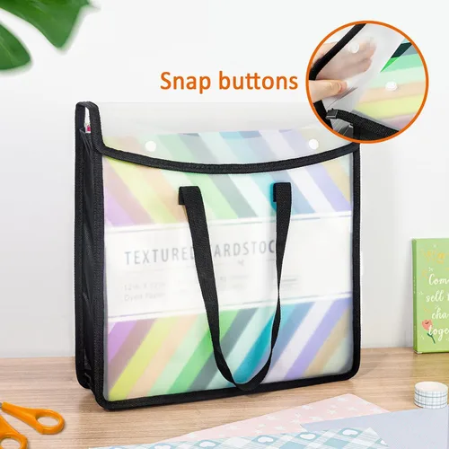 Vista 5 de Organizador de almacenamiento de papel expandible para álbumes de recortes, folio de papel negro para hojas de 12 x 12 pulgadas, organizador