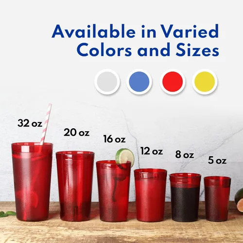 Vista 5 de New Star Foodservice Vasos para bebidas de grado restaurante (rojo (juego de 72), 16 onzas Set of 72