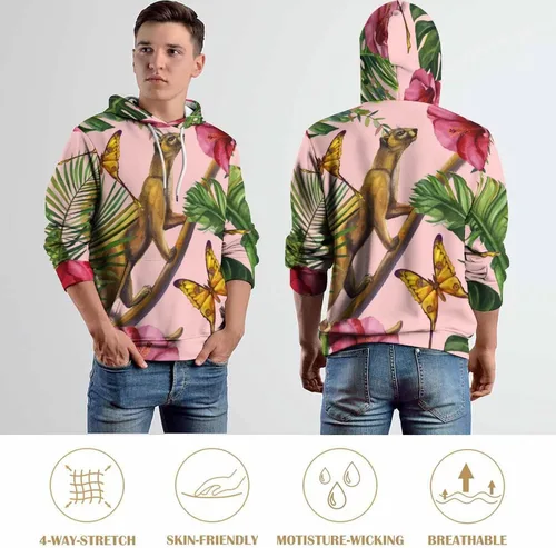 Vista 8 de Unisex Hoodie Flower Butterfly Sweatshirt Drawstring Pullover For Men Women S