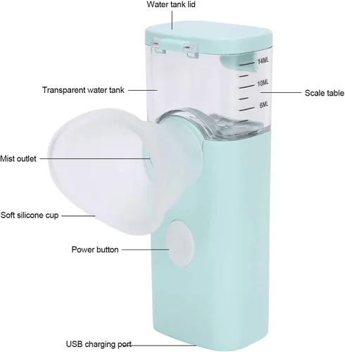 Vista 4 de Humidificador y vaporizador portátil para ojos secos, pulverizador de niebla para hidratar, vapor rápido, maquillaje (azul)