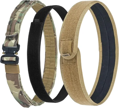 Vista 10 de VISMIX Cinturón táctico, cinturón de batalla MOLLE de liberación rápida de 1.75 pulgadas con cinturón interior y almohadilla antideslizante Negro