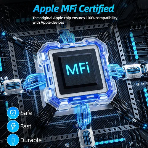 Vista 13 de Cargador para iPhone paquete de 3, 10 pies, cable Lightning largo certificado MFi de Apple, carga rápida, sincronización de datos de alta velocidad