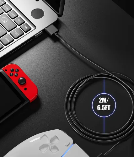 Vista 4 de BERLAT Cable de carga USB C compatible con controlador PS5, cable de carga USB tipo C de carga rápida de 6.6 pies compatible con 5 controladores PS5