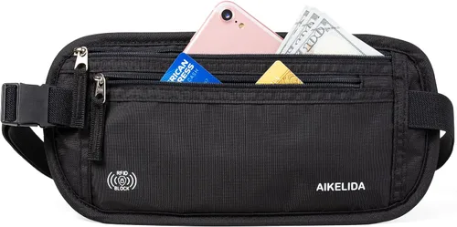 Vista 27 de Cinturón de dinero para pasaporte para mujeres y hombres - Cartera de viaje Negro