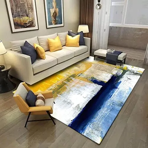 Vista 15 de Alfombra bohemia de mediados de siglo para sala de estar, alfombra grande con diseño geométrico bohemio, suave y antideslizante, de pelo bajo