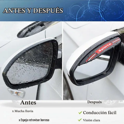 Vista 2 de Protector de Lluvia para Espejo Retrovisor, Película Protectora contra la Lluvia para Espejo de Vehículo, Protector de Visor para la mayoría