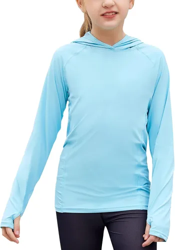 Vista 16 de Zaclotre - Sudadera con capucha para niños, con protección solar UPF 50+, de secado rápido, para niñas, con agujeros para los pulgares
