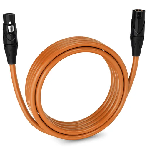 Vista 18 de LyxPro Cable de micrófono XLR hembra a macho de ángulo recto de 3 pines de 1.5 pies para altavoces amplificados, interfaz de audio, rendimiento