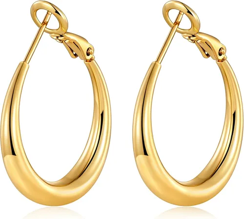 Vista 12 de Pendientes de aro de oro para mujer de moda con poste de plata de Dorado