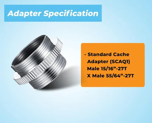 Vista 2 de SCAQ1 - Adaptador de caché estándar de 15/16 pulgadas, 27T a 55/64 pulgadas, 27T, latón macizo cromado, adaptador macho a macho para fregadero