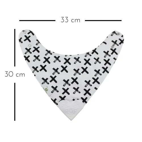 Vista 5 de Pickle & Olive Baberos reversibles para dentición para bebés, mordedor en forma de corazón, monocromático, juego de 2