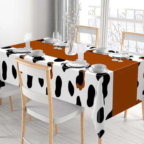Vista 6 de Oudain 6 manteles de vaca de 54 x 108 pulgadas para fiesta, mantel de vaca, camino de mesa, mantel rectangular de fiesta de cumpleaños, suministros