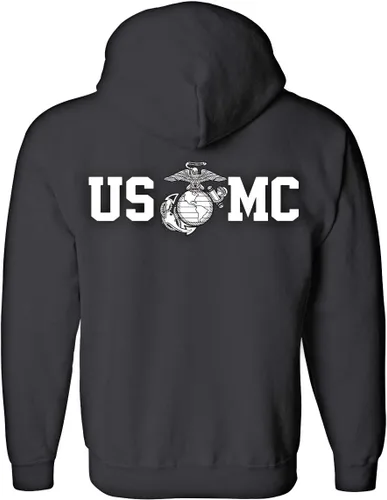 Vista 3 de Lucky Ride MARINE CORPS BULL DOG USMC MILITAR Sudadera con capucha con cremallera completa F&B