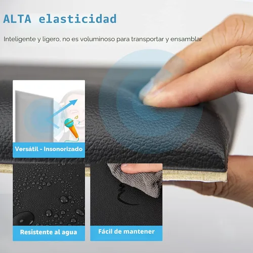Vista 4 de Art3d - Cabeceras para cama individual en color negro, cabeceros tapizados, paneles 3D despegar y pegar para pared, paquete de 4 paneles de 9.84 x