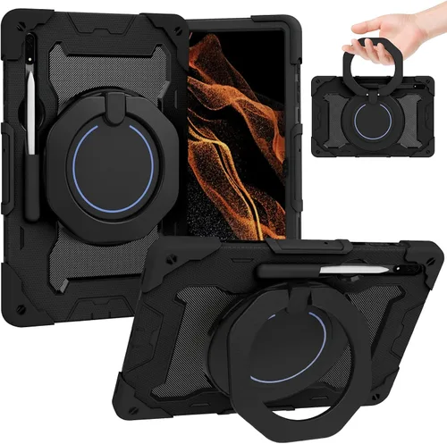 Vista 17 de Dteck Funda inteligente de cuero para Samsung Galaxy Tab S8 Ultra de 14.6 pulgadas 2022, azul con bolsillo frontal, soporte de múltiples ángulos