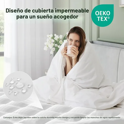 Vista 3 de Novilla Cubrecolchón Twin, Pillow Top suave para cama de dormitorio, funda de colchón acolchada transpirable con bolsillo profundo, relleno