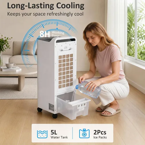 Vista 4 de HOMCOM 26" Evaporative Air Cooler 3-in-1 Ice Cooling Fan with Remote White