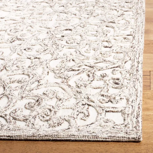 Vista 4 de SAFAVIEH Trace Collection - Alfombra decorativa de 2 x 3 pies, marrón y marfil, lana hecha a mano, ideal para zonas de alto tráfico en entrada, sala