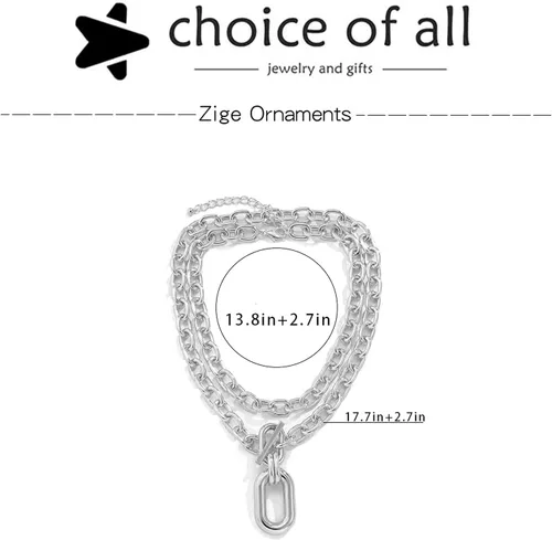 Vista 7 de choice of all Collar grueso para mujer, gargantilla gruesa en capas, cadena de eslabones cubanos, mosquetón, joyería punk hip-hop para mujer