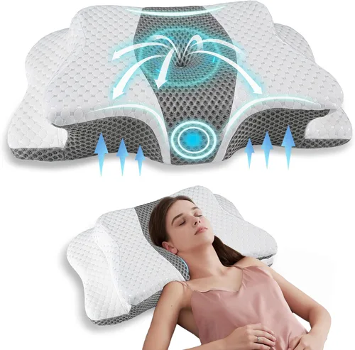 Vista 9 de Almohada Cervical para Alivio del Dolor para Soporte del Cuello, Almohada Ergonómica Ajustable para Dormir Cómodamente, Almohadas Ortopédicas