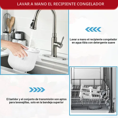 Vista 6 de Accesorio para Máquina de Helados para Batidora de Pie KitchenAid, Compatible con Batidoras de Pie de 4.5/5QT y 6QT, Tazón Congelado para Máquina