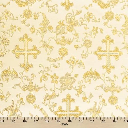 Vista 3 de Tela metálica de brocado de cruz de iglesia 60 (oro/oro)