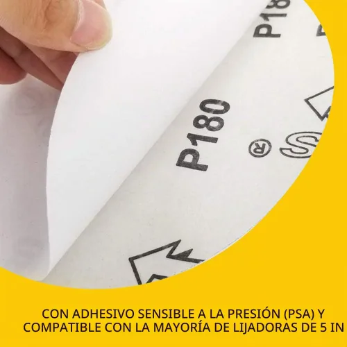 Vista 3 de 60 PCS discos de lijado de óxido de aluminio PSA de 5 pulgadas sin agujero, autoadhesivo (10 de cada uno de 60 100 150 180 240 400 grano) marrón