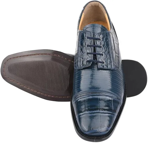 Vista 3 de Zapatos de baile para hombre - Zapatos de vestir Oxford con cordones de cuero genuino con estampado animal para hombre