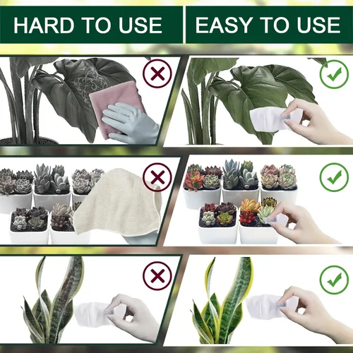 Vista 7 de Leopong Toallitas de limpieza de plantas, limpiador de hojas para plantas de interior, 80 toallitas