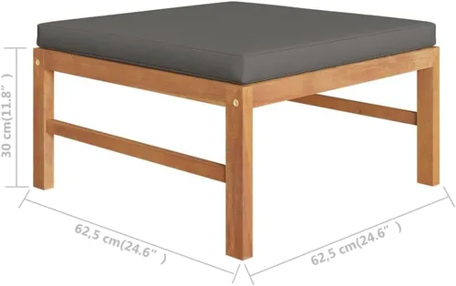 Vista 9 de Ensemble de Salon de Jardin en Teck Massif Gris 6 Pièces Résistant aux Intempéries, Canapé d'Extérieur Modulable Confortable avec Coussins Épais