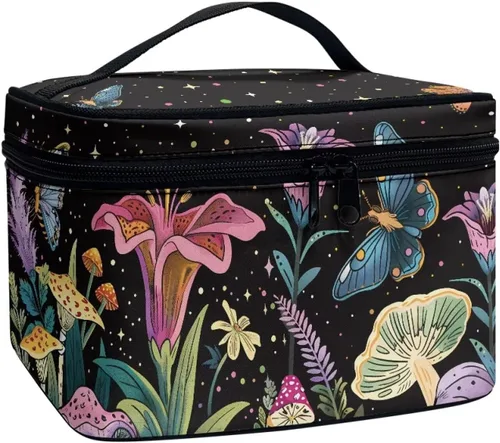 Vista 40 de doginthehole Bolsa de maquillaje, bolsa de cosméticos de viaje, bolsa de aseo portátil grande, organizador de accesorios para mujeres y niñas
