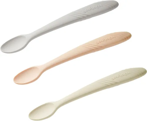 Vista 2 de PandaEar Paquete de 14 cucharas de silicona para bebés, cuchara de entrenamiento de primera etapa, suministros de alimentación, sin BPA, punta