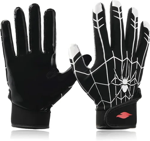 Vista 9 de Guantes de fútbol para niños, guantes de receptor ancho de silicona con agarre mejorado para jóvenes