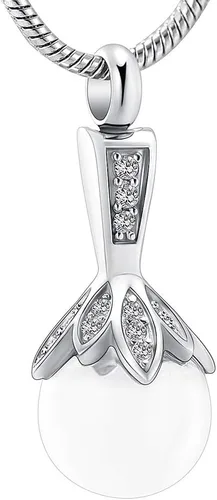 Vista 8 de Memorial Jewelry Collar de urna de perlas, recuerdo para cenizas de cremación para mujer