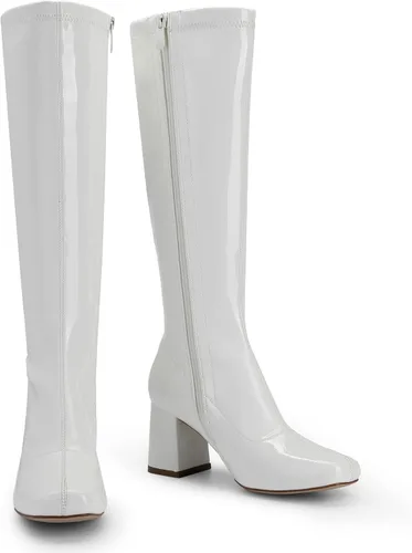 Vista 3 de DREAM PAIRS Botas Gogo para mujer, punta cuadrada, botas altas hasta la rodilla para mujer