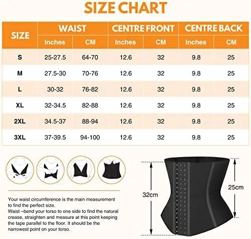 Vista 6 de FeelinGirl Waist Trainer for Women Adjustable Underbust Corsets Latex Body Shaper 9 Steel Bones 3 Rows for Hooks and Pocket