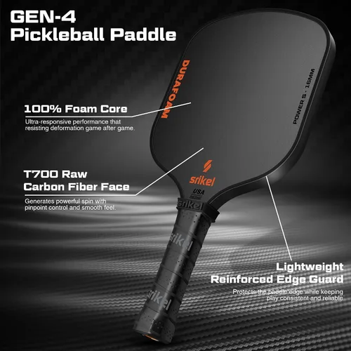 Vista 3 de DuraFoam - Paleta de pickleball profesional de fibra de carbono T700, raqueta de núcleo de espuma 100% para disparos consistentes, potencia y control
