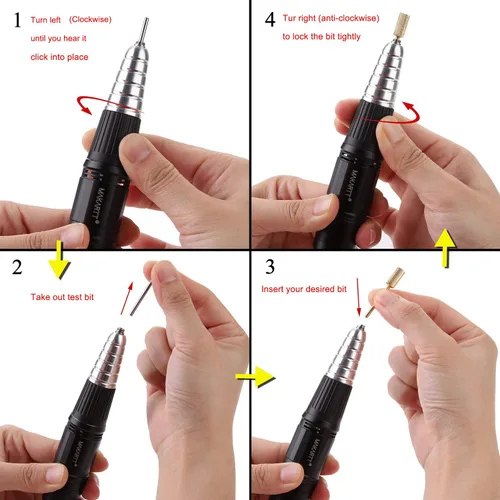 Vista 6 de Makartt Taladro de uñas para máquina Up200, paquete de lima eléctrico profesional con brocas de uñas 5 en 1, brocas cónicas de carburo de tungsteno