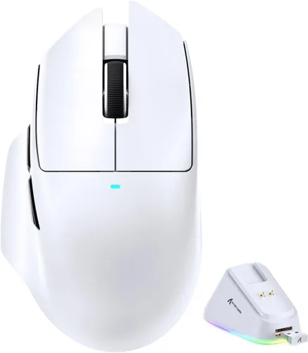 Vista 13 de ATTACK SHARK V6 - Mouse inalámbrico para juegos de 2.29 oz con base de carga magnética RGB, BT/2.4G inalámbrico/con cable, sondeo 1K, sensor PixArt
